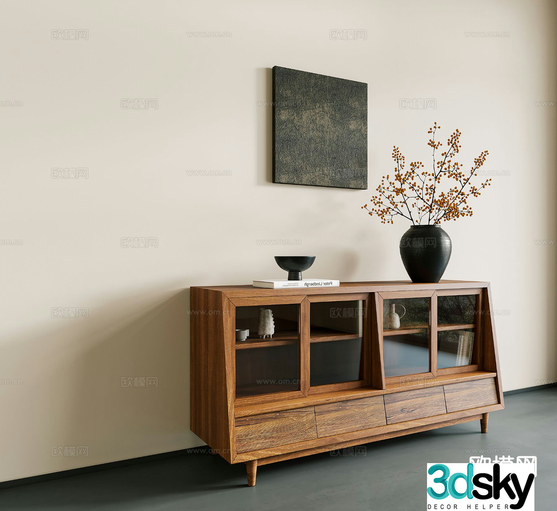 Wabi-sabi style sideboard 3d model