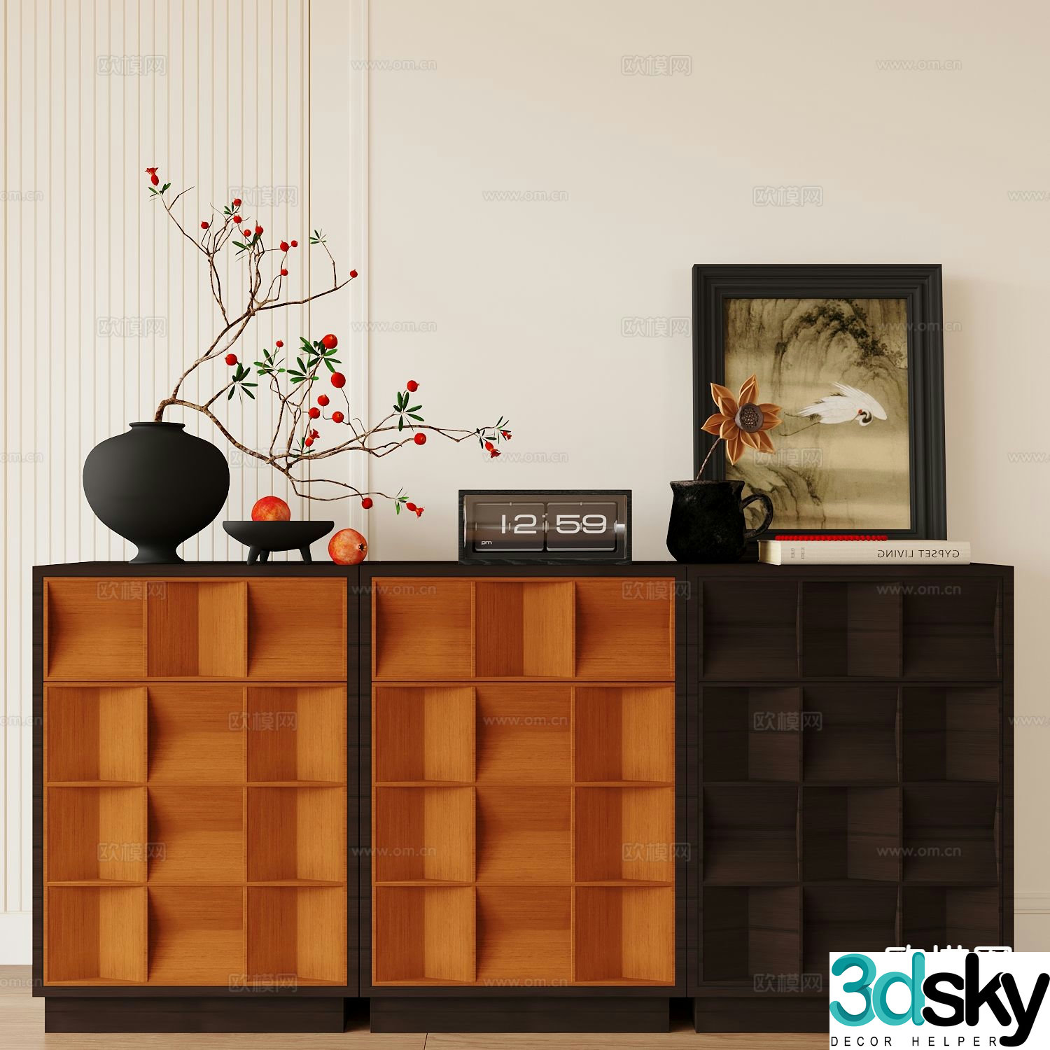 Medieval style entrance cabinet and side cabinet 3D model