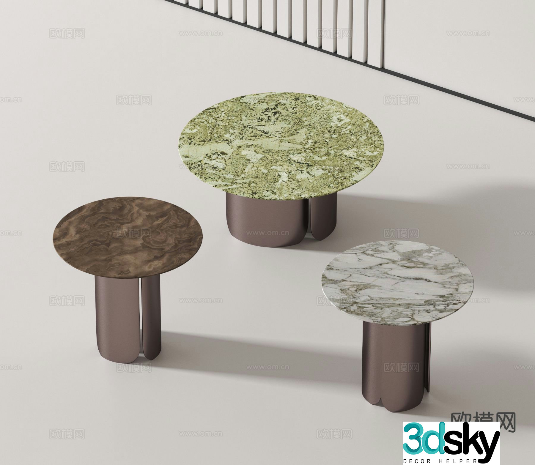 Italian corner table round table coffee table 3D model