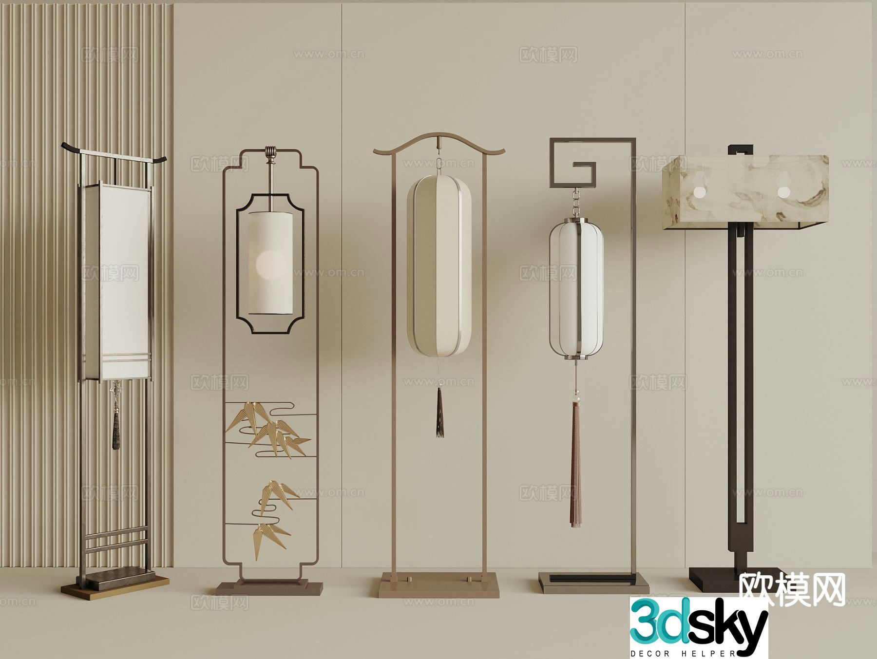 New Chinese style floor lamp 3d model