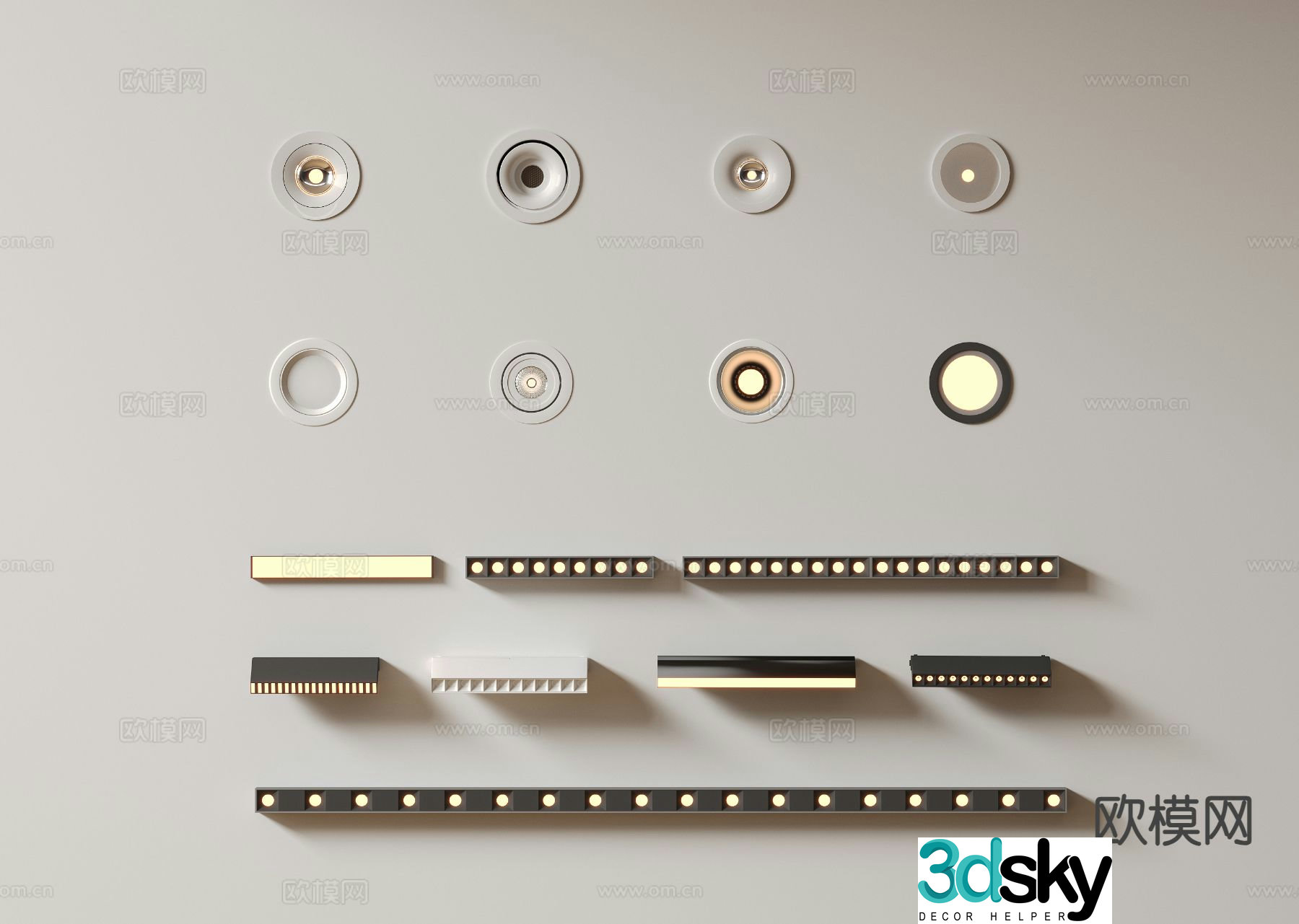 Surface-mounted downlight recessed spotlight magnetic light 3D model