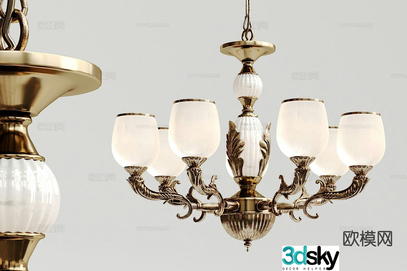 European classical chandelier hall chandelier 3d model