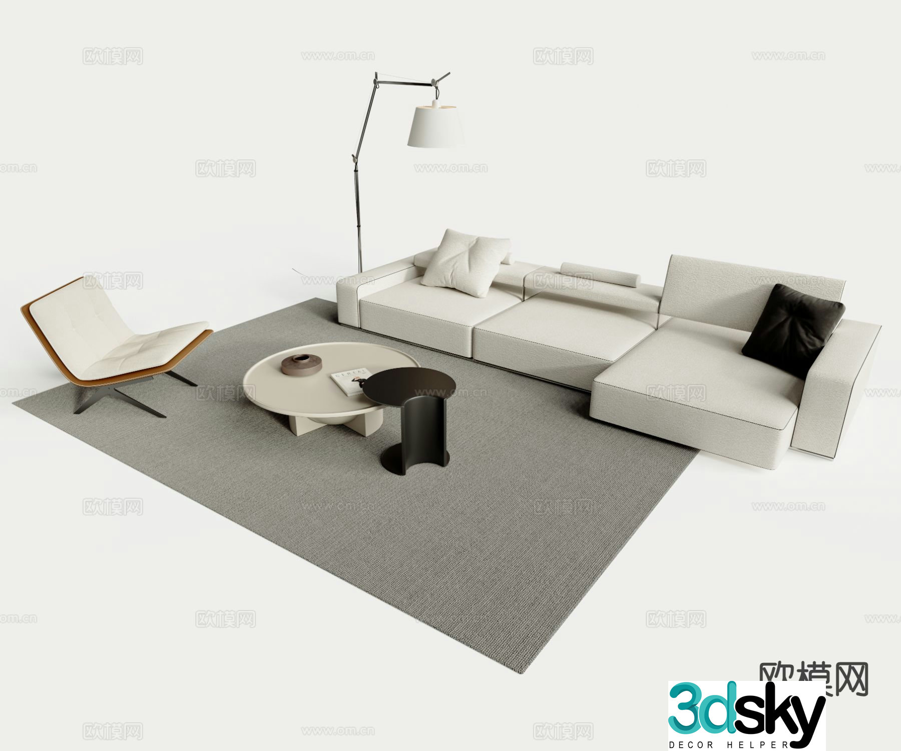Modern sofa combination sofa coffee table combination 3d model