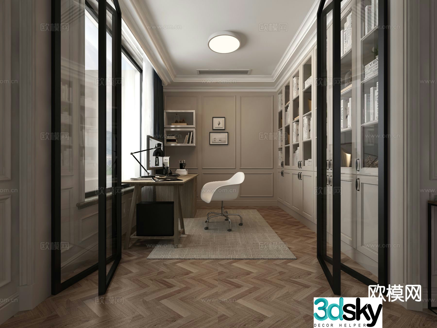 Modern study room 3d model