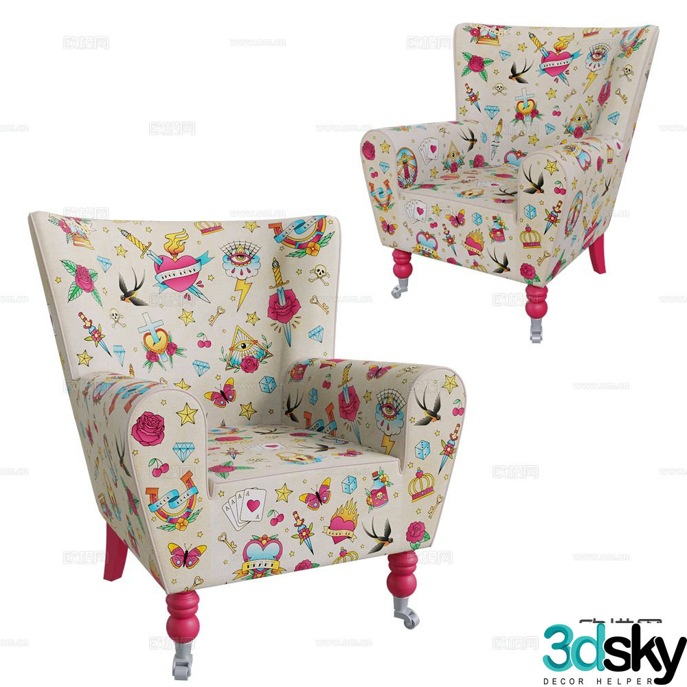 Pop Label American sofa chair leisure sofa 3d model