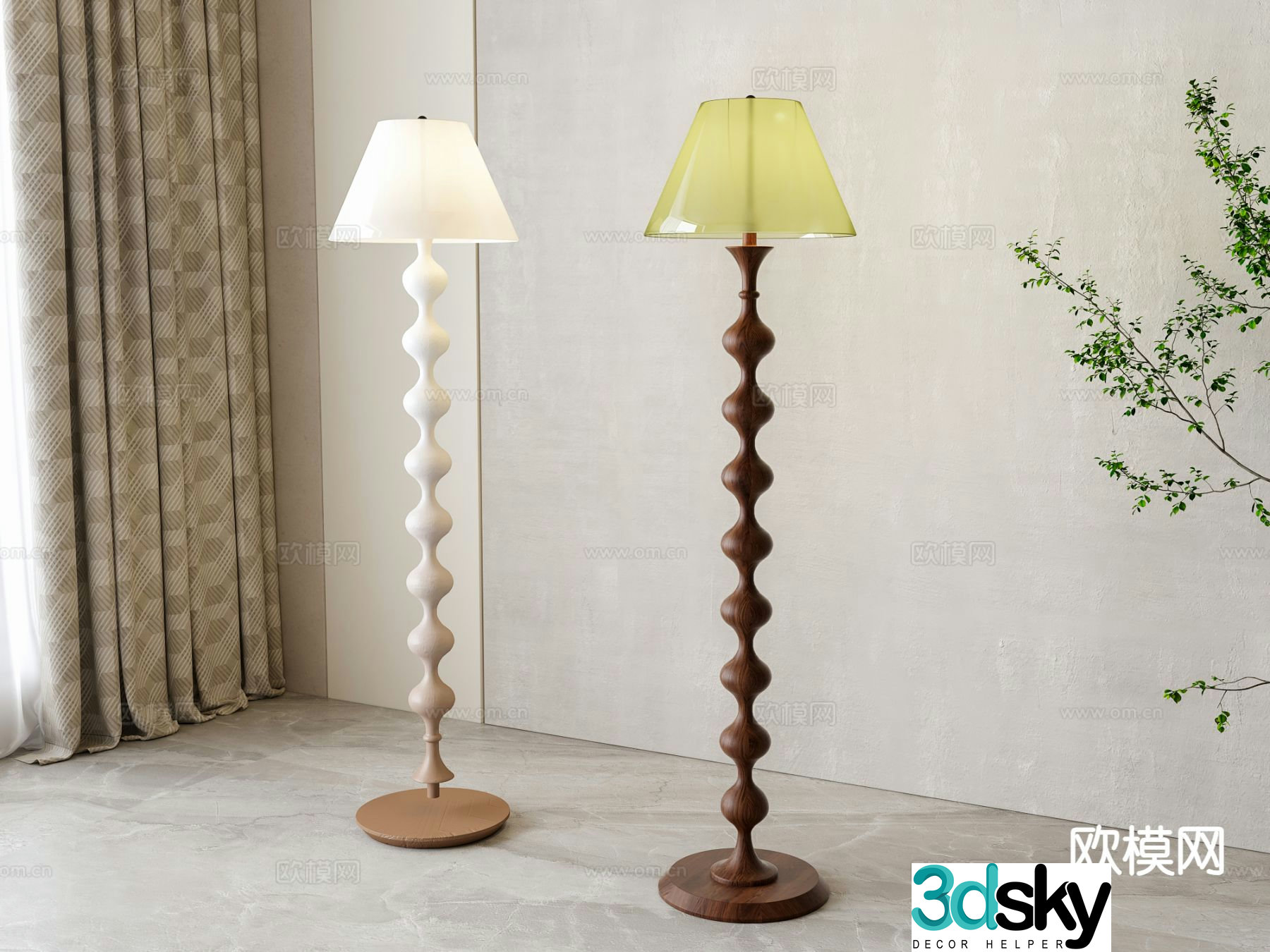 American floor lamp 3d model