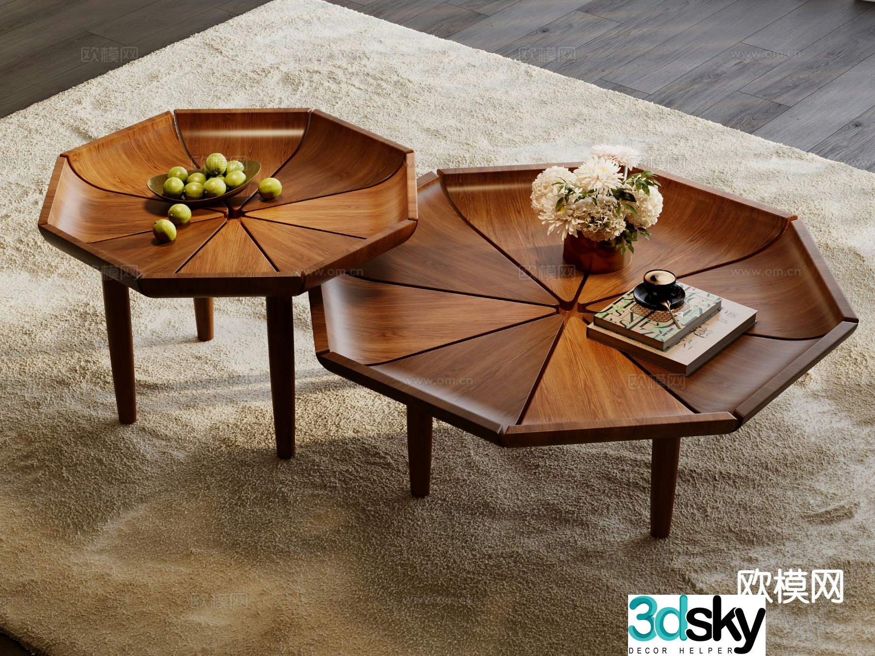 Medieval style coffee table wooden coffee table 3d model
