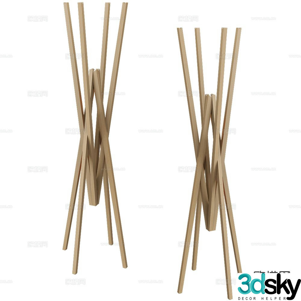 Prostoria decorative rack clothes rack wooden rack 3d model