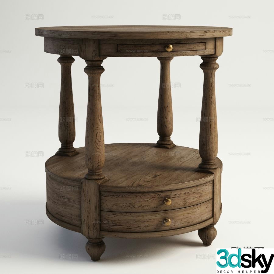 American side table corner table round table 3D model
