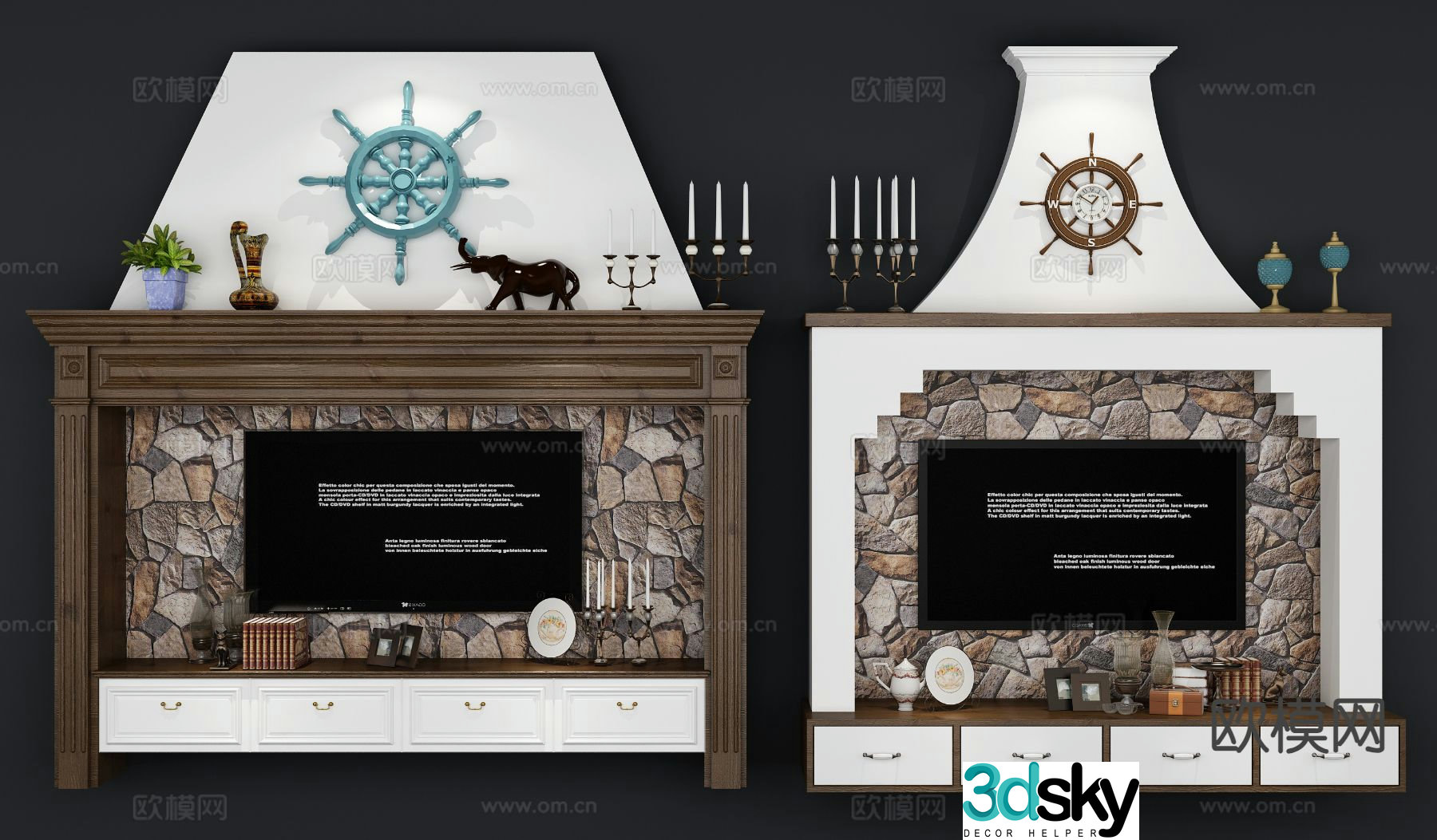 American TV cabinet 3d model