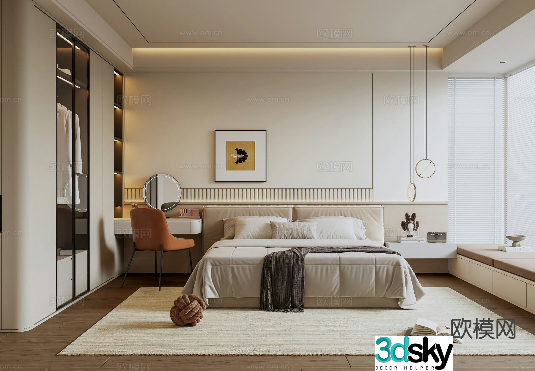 Cream style bedroom master bedroom 3d model