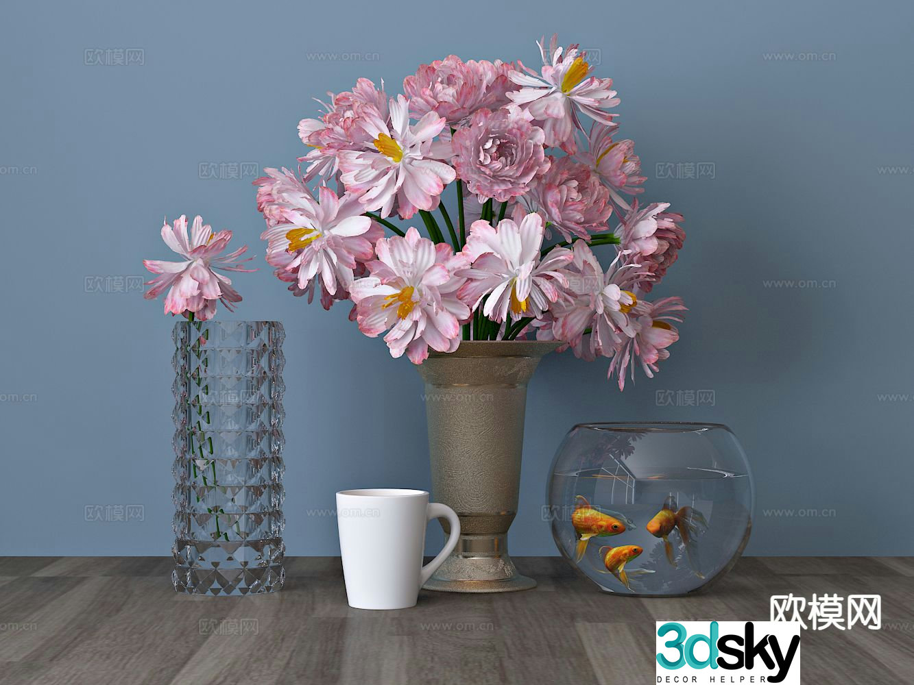 Modern vase fish tank cup decoration 3d model
