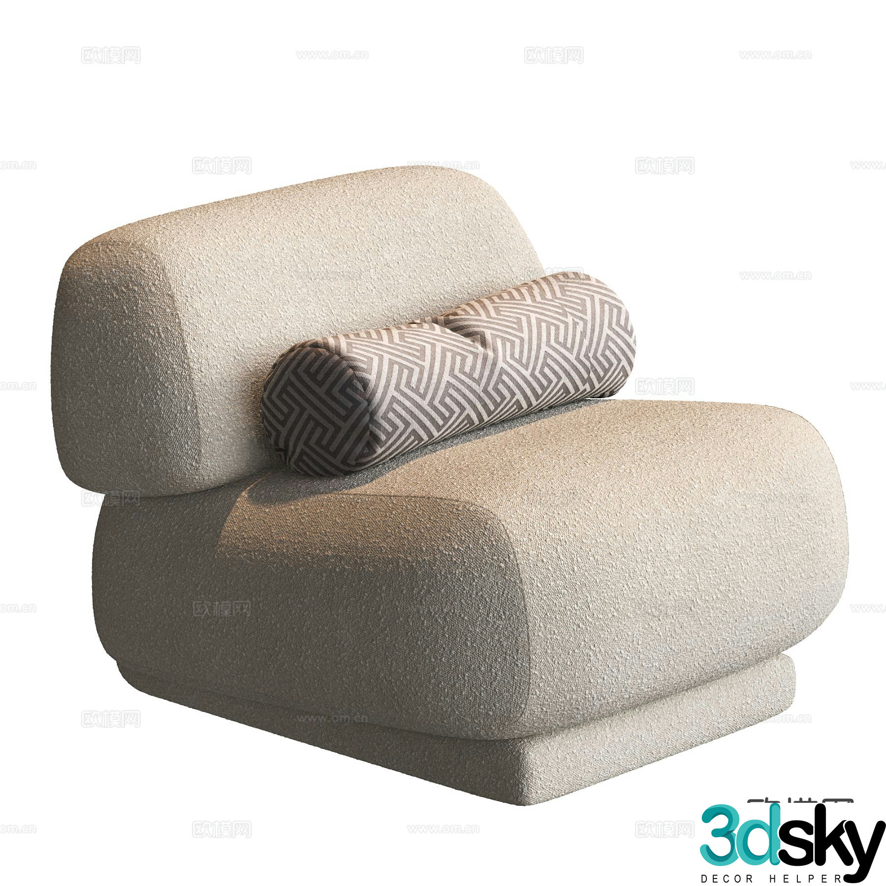 Modern single sofa fabric sofa leisure sofa 3d model