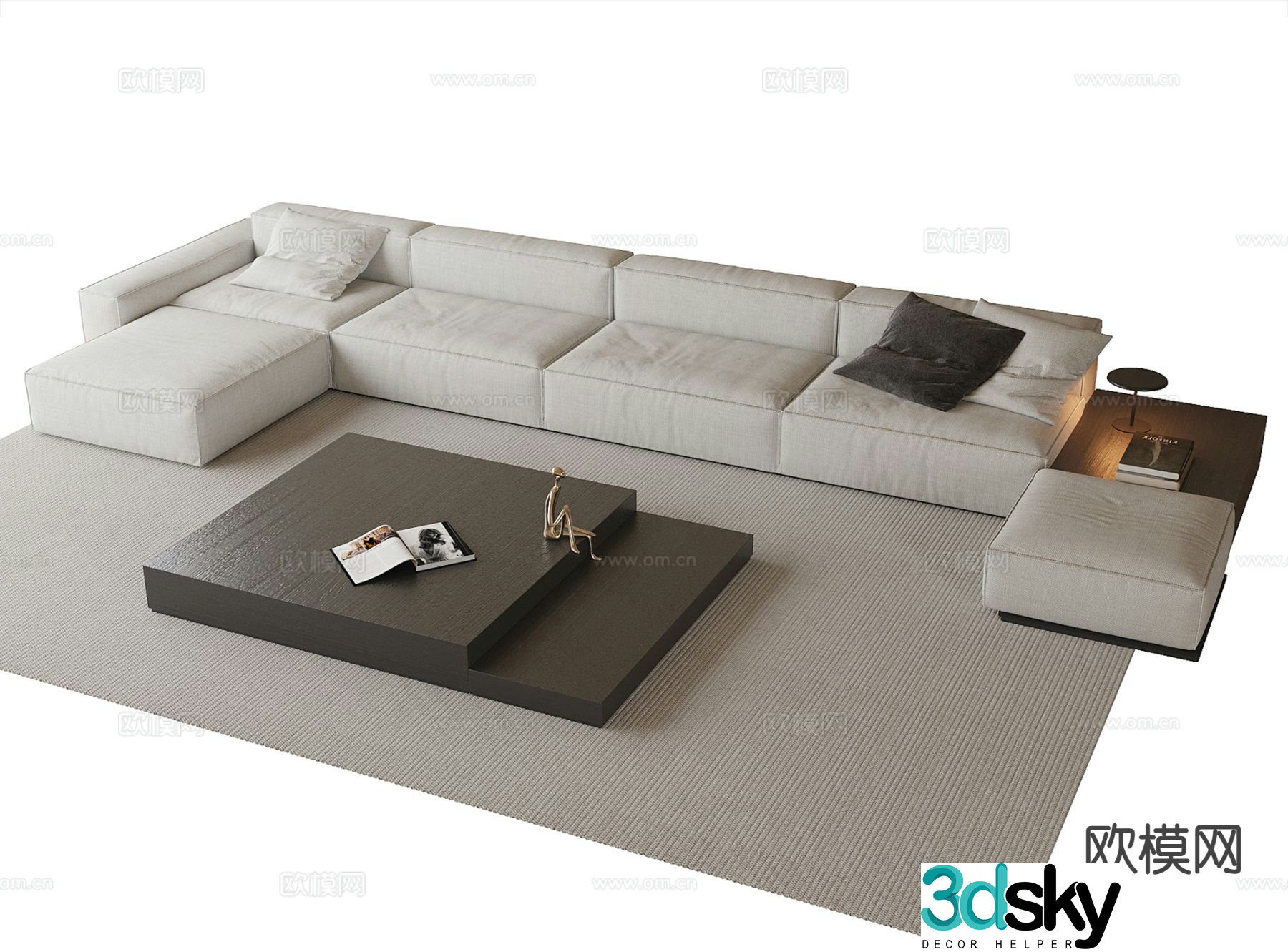 Multi-person sofa corner sofa 3d model