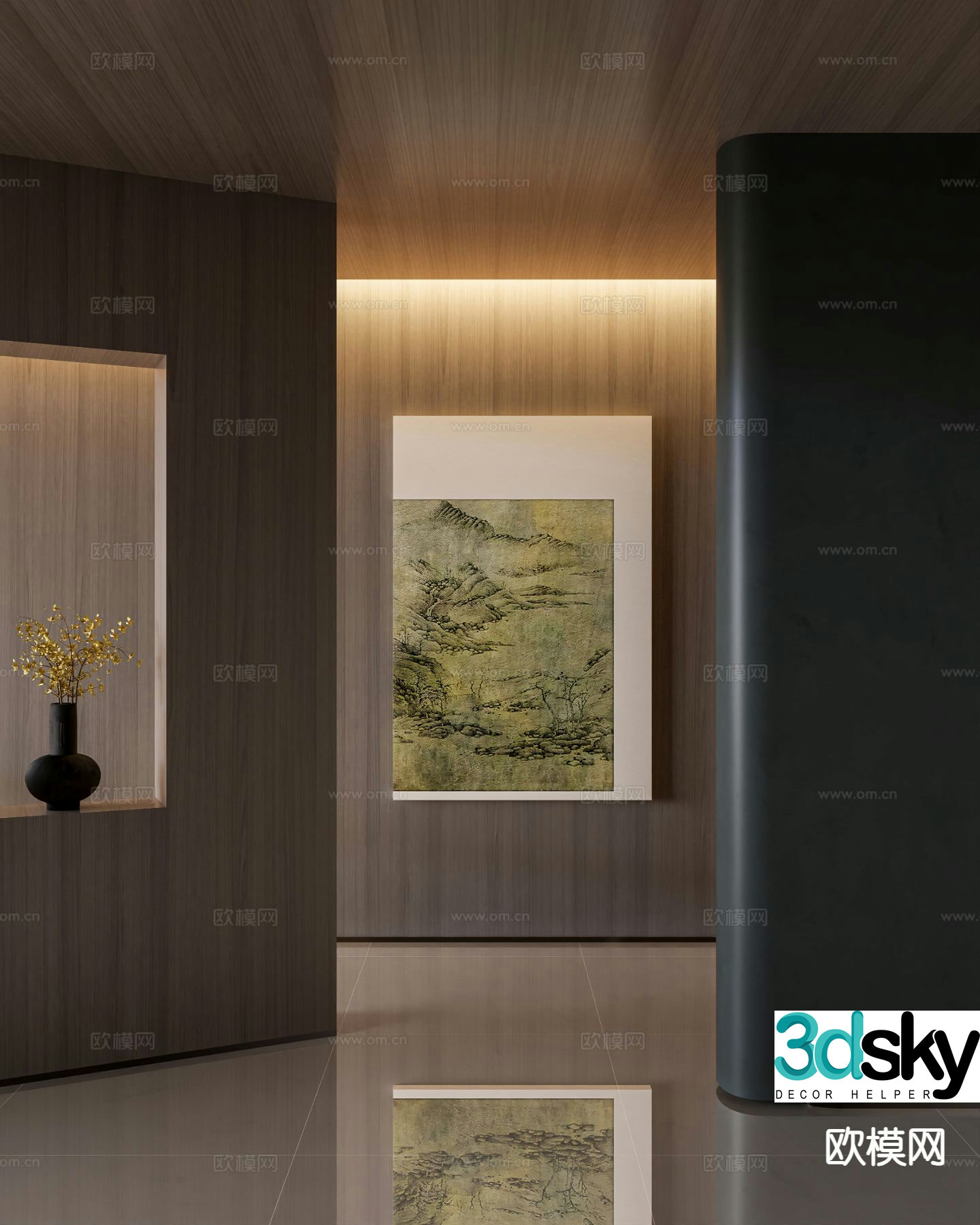 Chinese style hanging painting Zen hanging painting Chinese painting 3D model