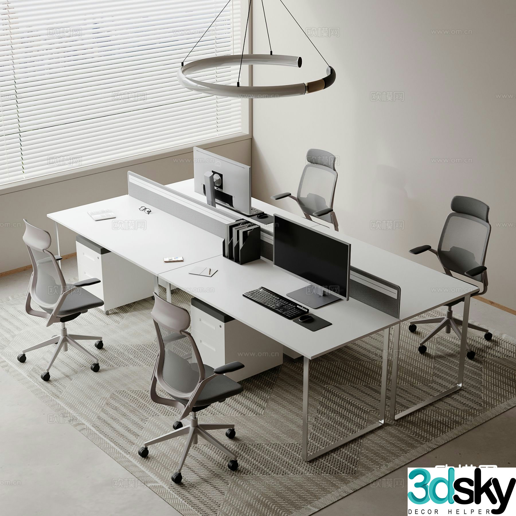 Card space desk staff desk staff desk 3d model