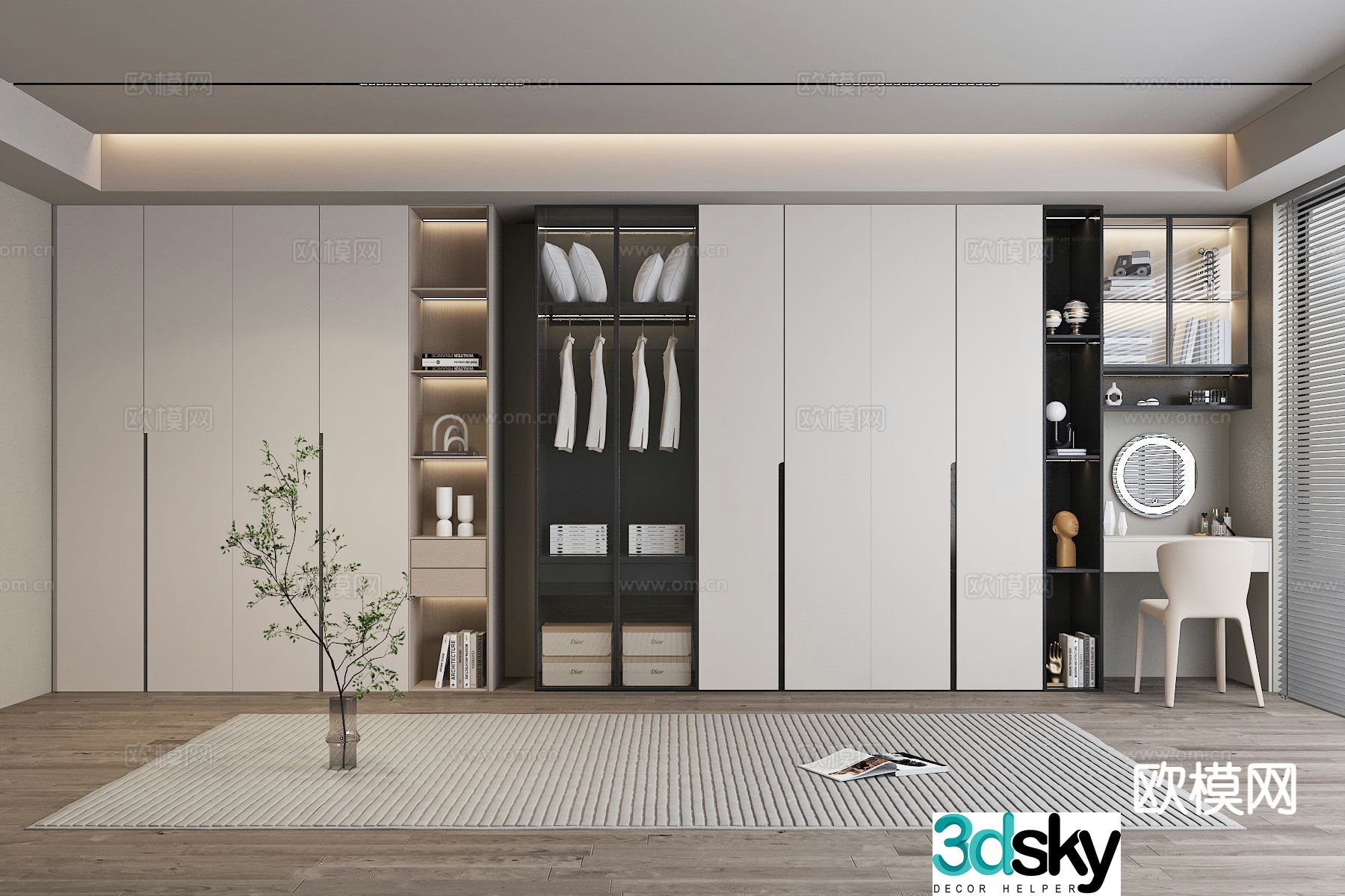 Modern wardrobe dresser integrated cabinet 3d model
