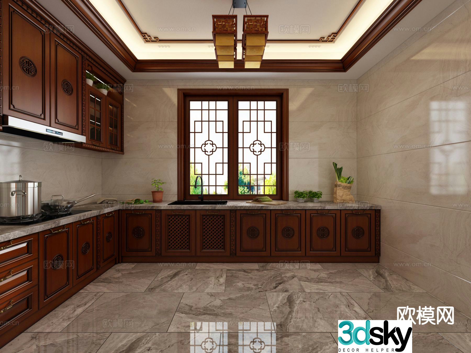 Chinese kitchen cabinet 3d model
