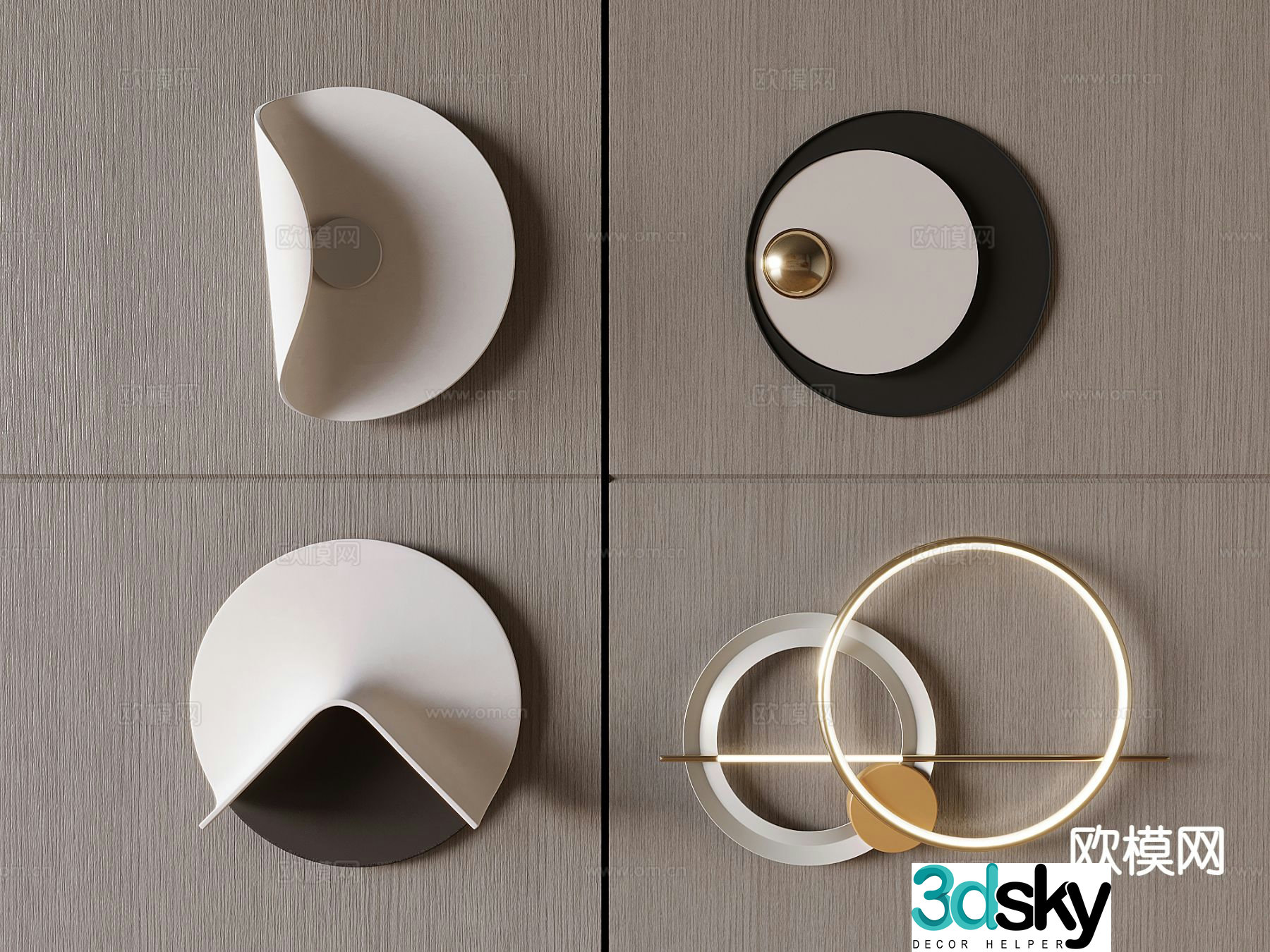 Light luxury three-dimensional wall decorations creative pendants art wall decorations 3D model