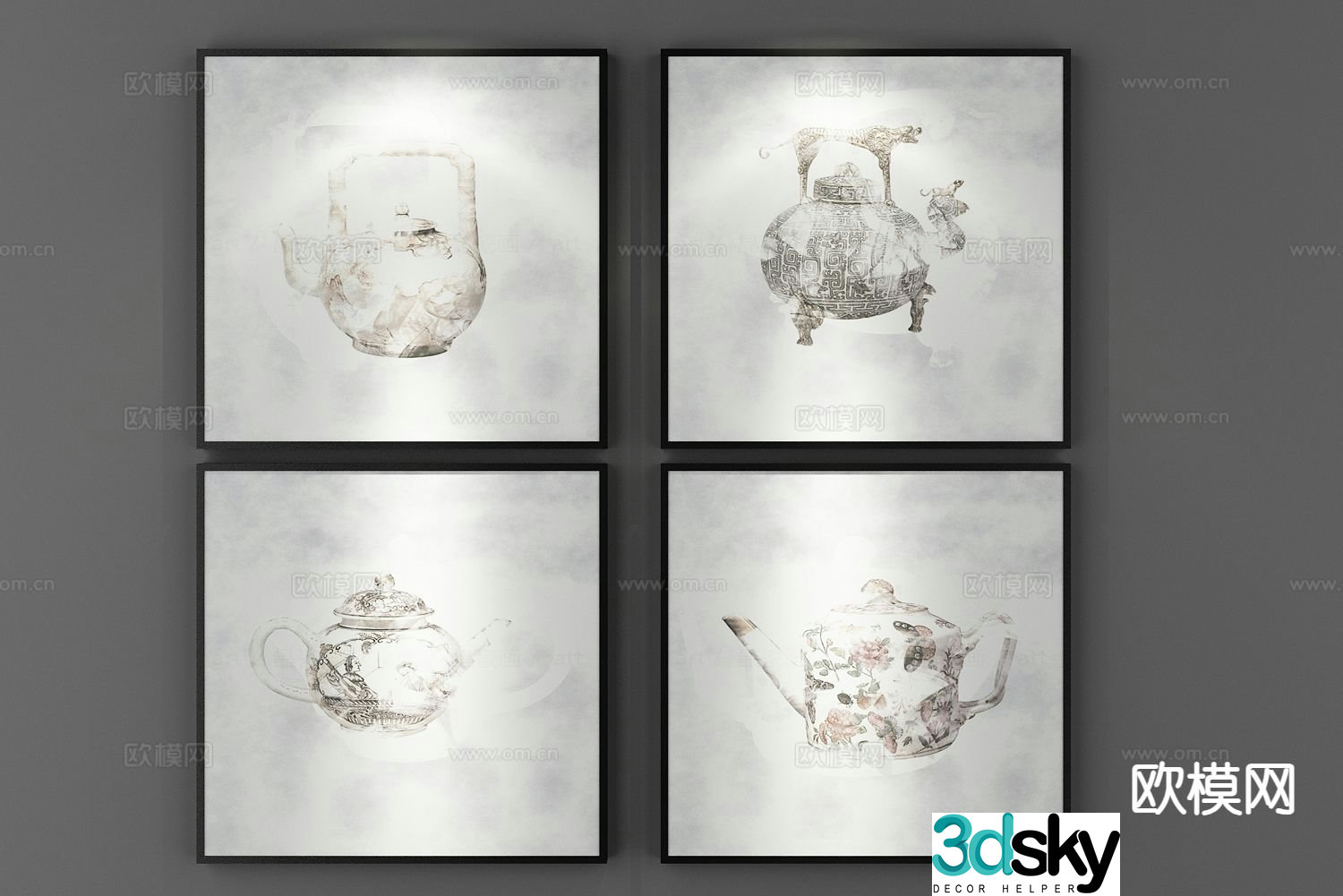 Modern art painting decorative painting 3d model