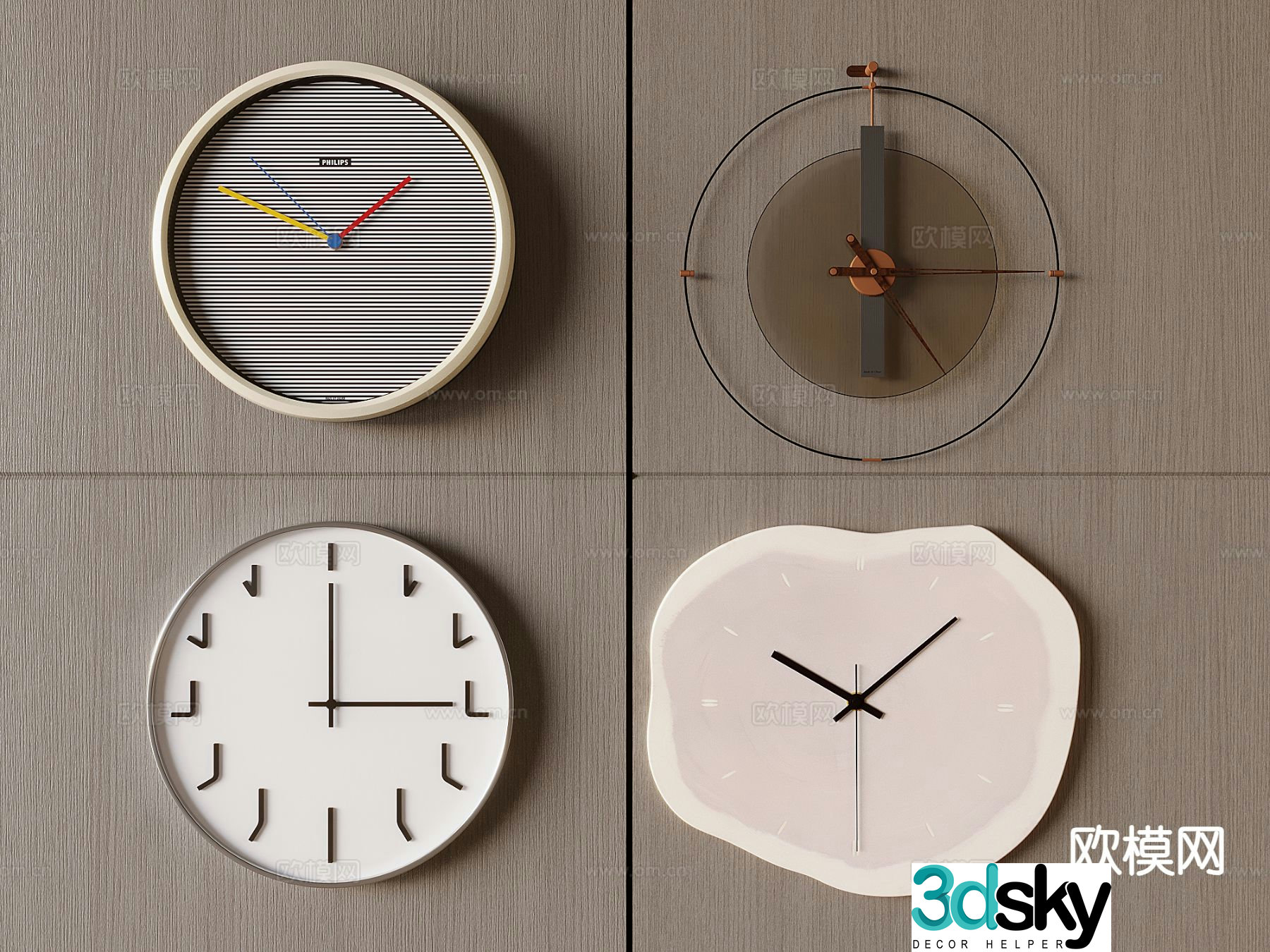 Simple decorative clock wall clock clock 3d model