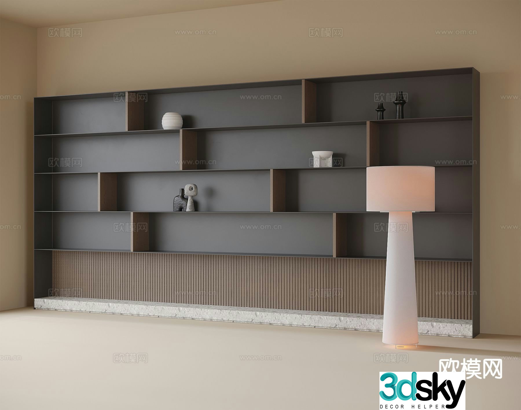 Modern bookshelf storage rack 3d model