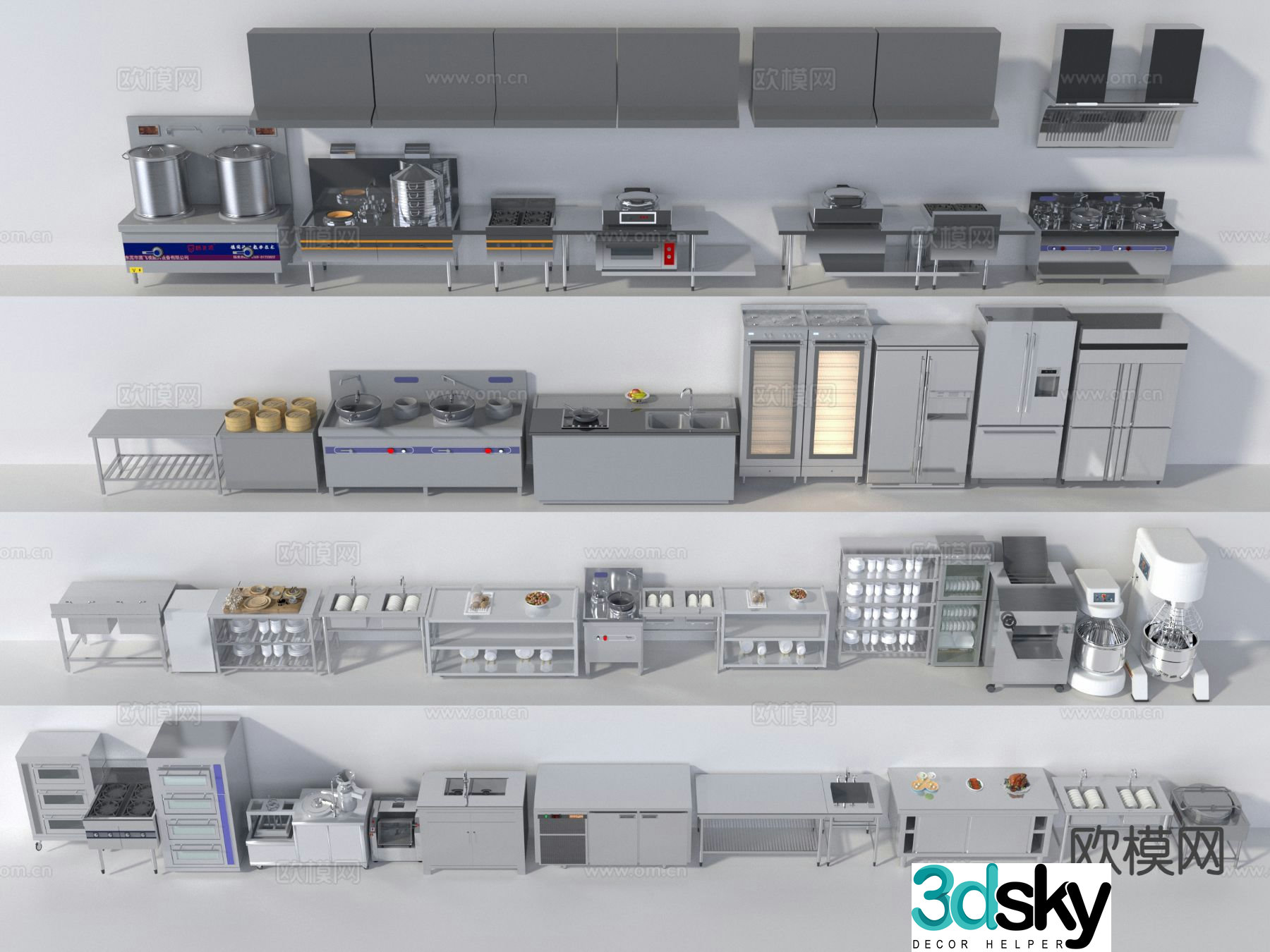 Hotel kitchen operation table workbench 3D model