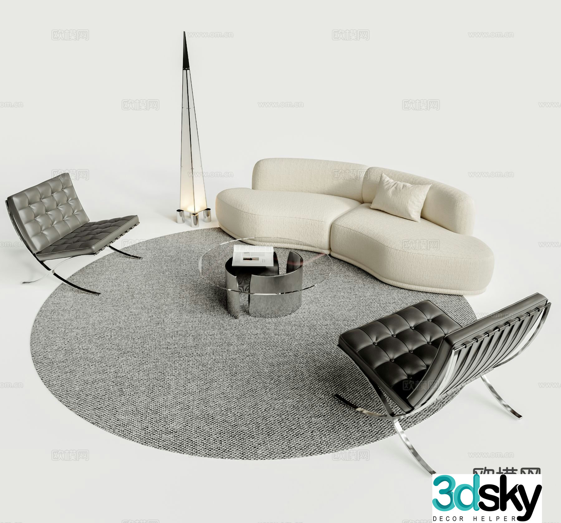 Modern sofa combination sofa coffee table combination curved sofa 3d model