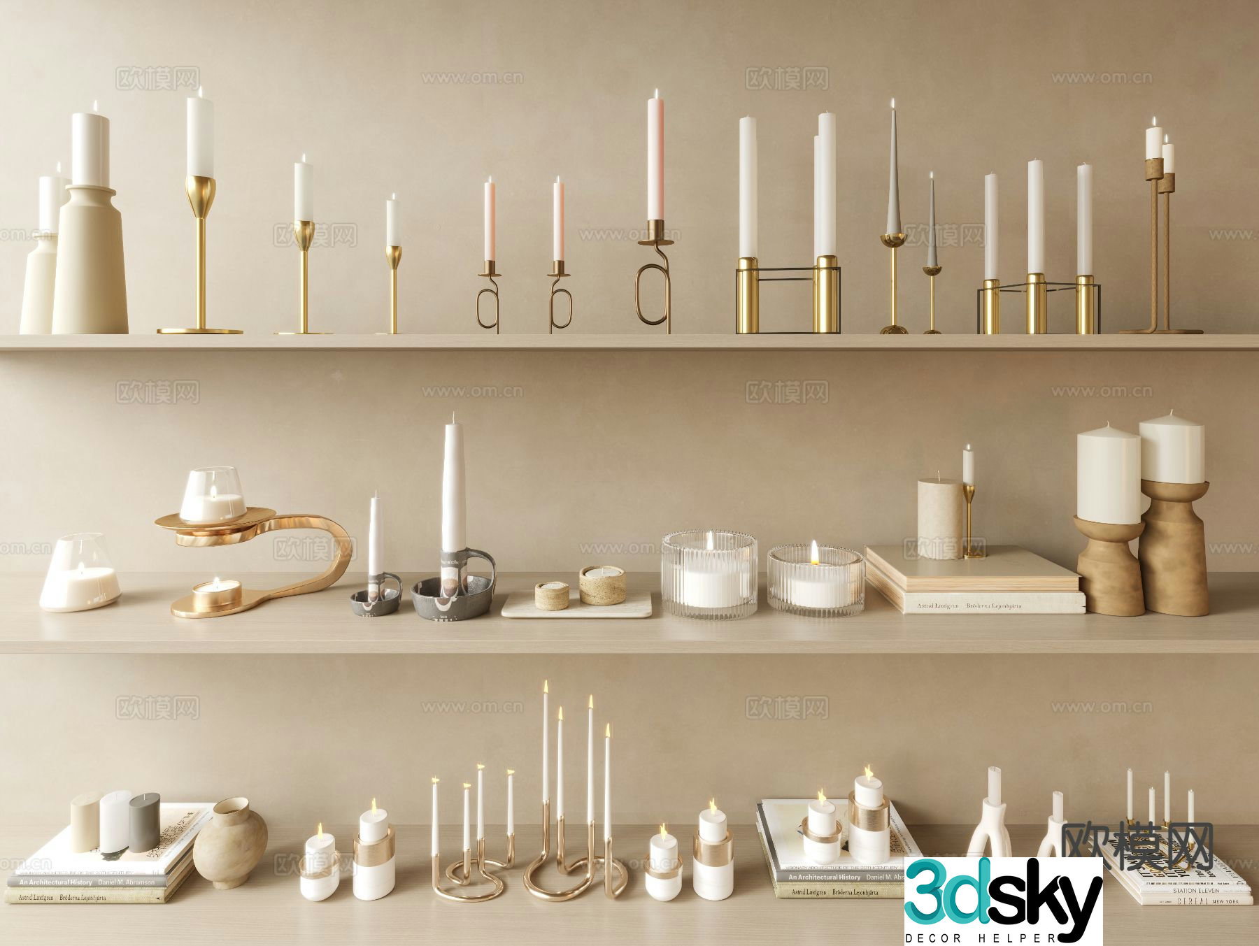 modern candle candlestick glass candlestick 3d model