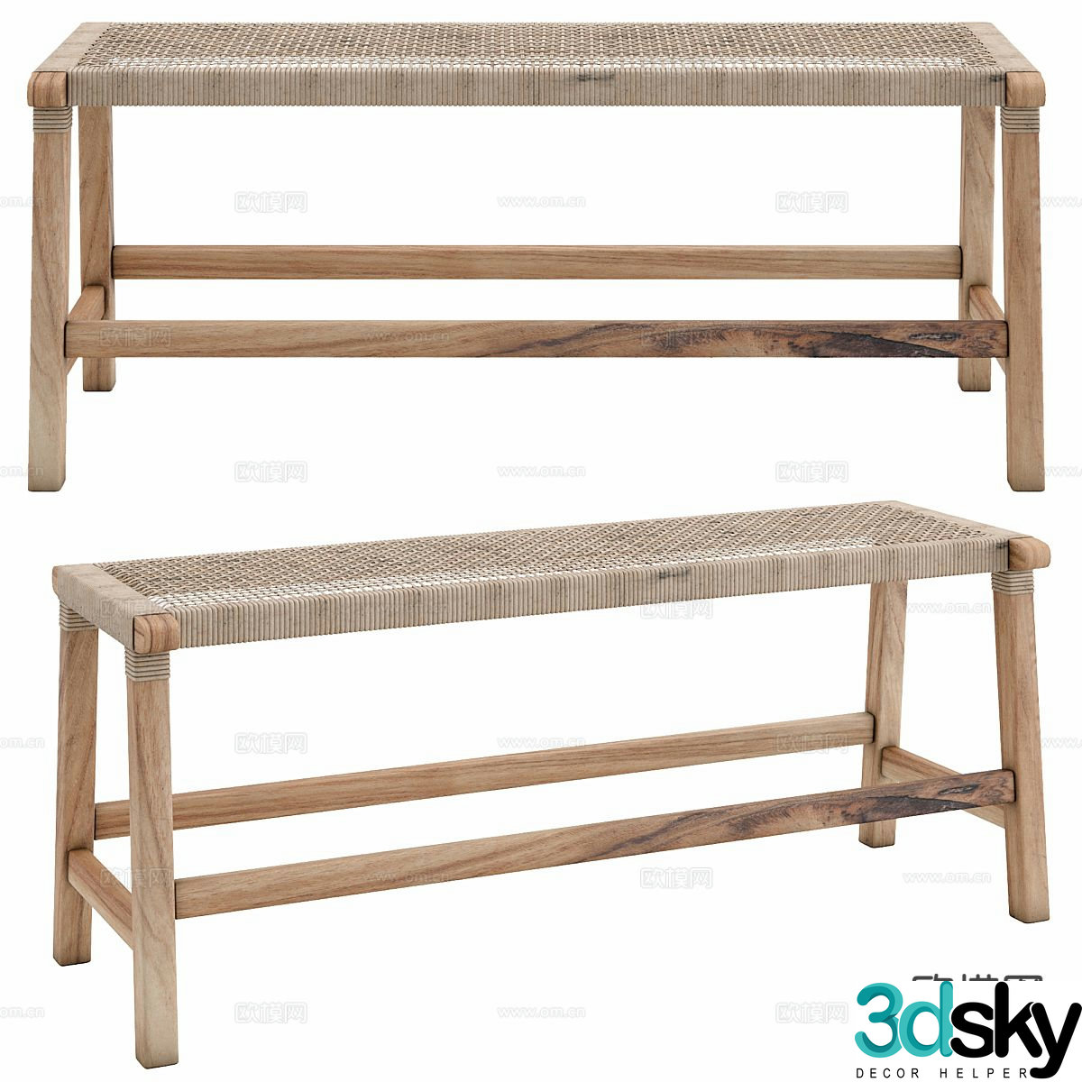 wabi-sabi stool bench wooden bench 3d model