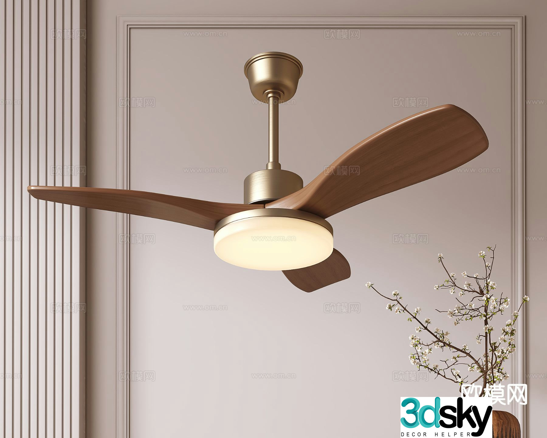 Medieval style ceiling fan lamp fan lamp 3d model