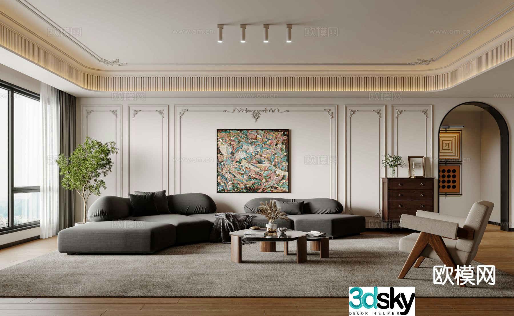 French retro living room 3d model