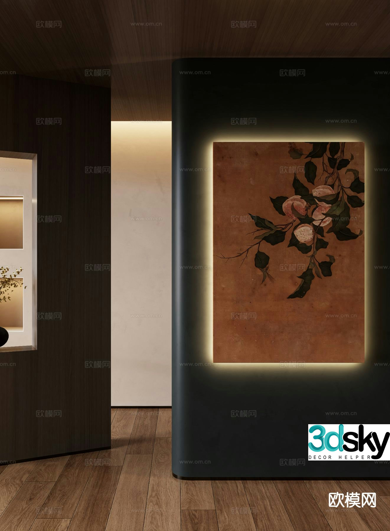 Chinese flower painting decorative painting 3d model