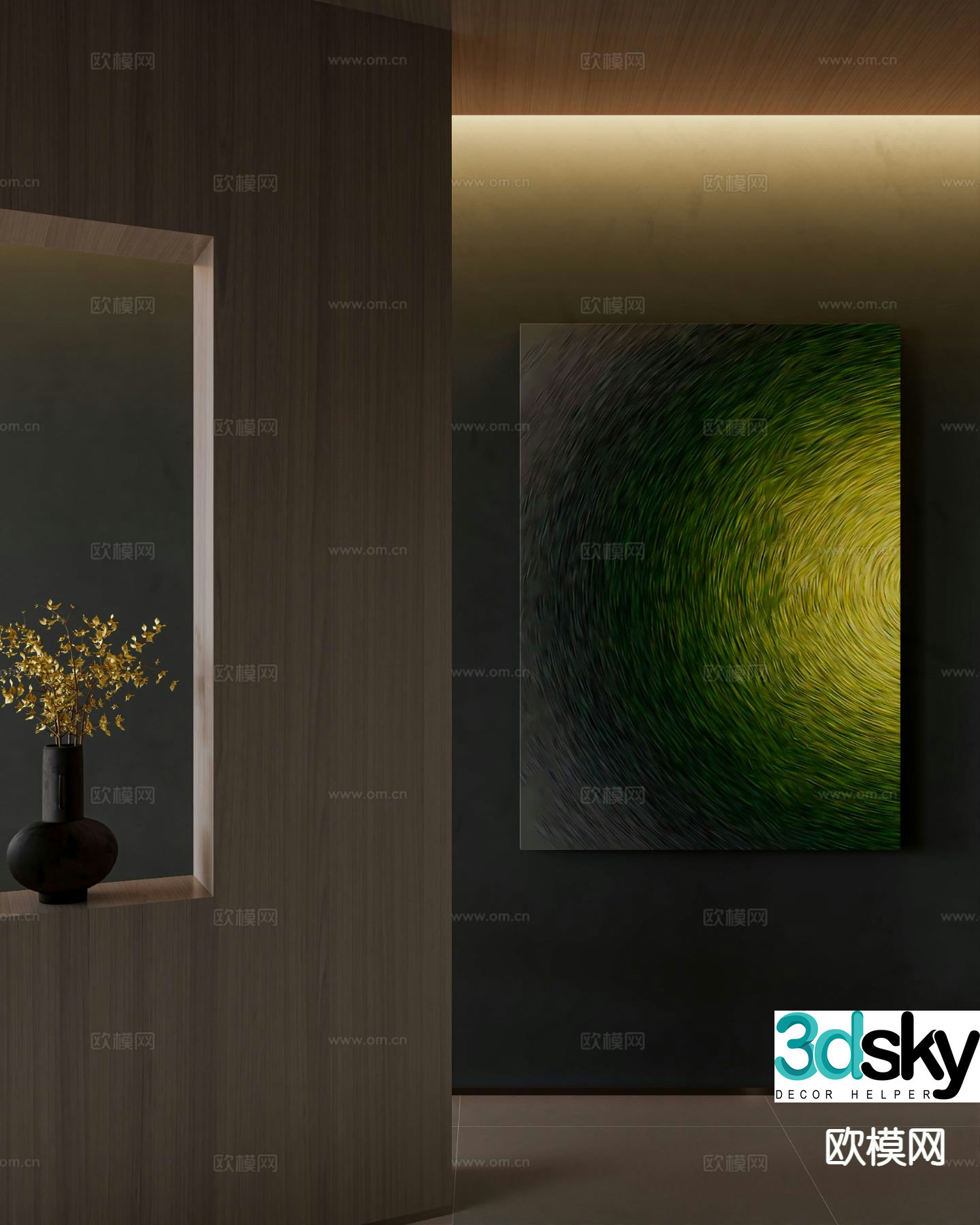Modern art hanging painting decorative painting 3d model