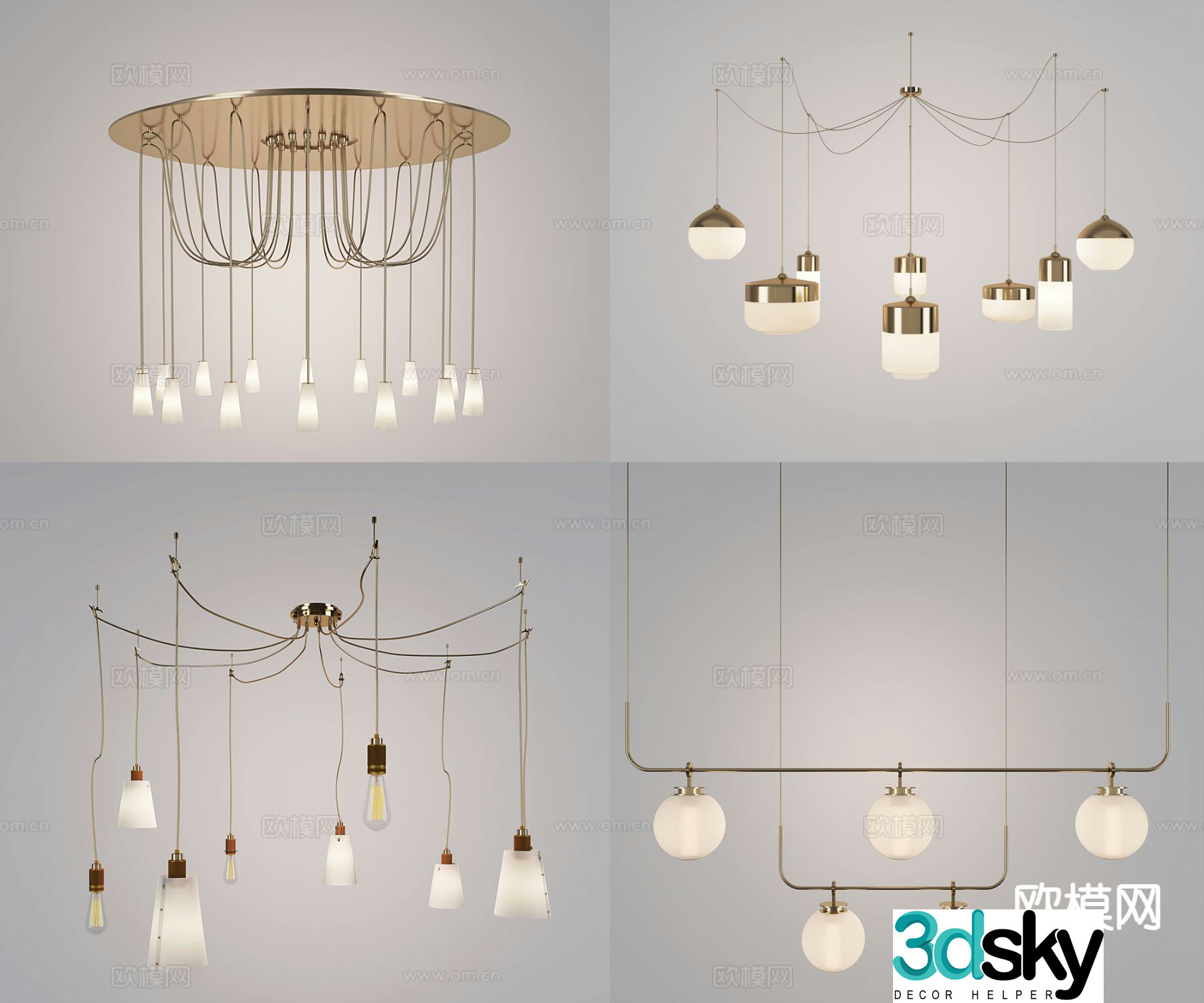 Light luxury chandelier hall chandelier 3d model