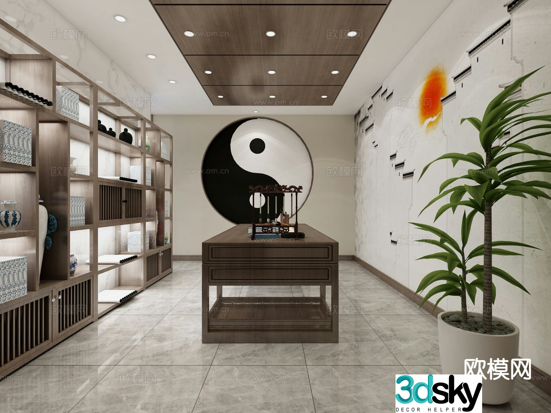 New Chinese style study Tai Chi study 3D model