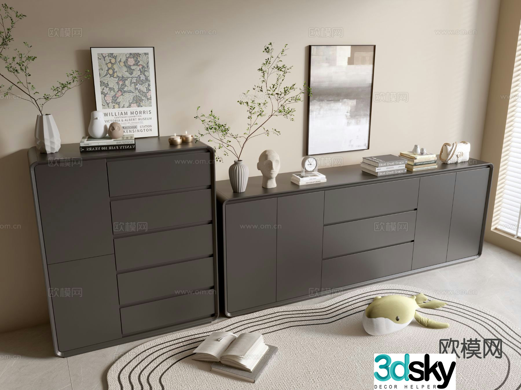 Modern chest of drawers side cabinet 3d model
