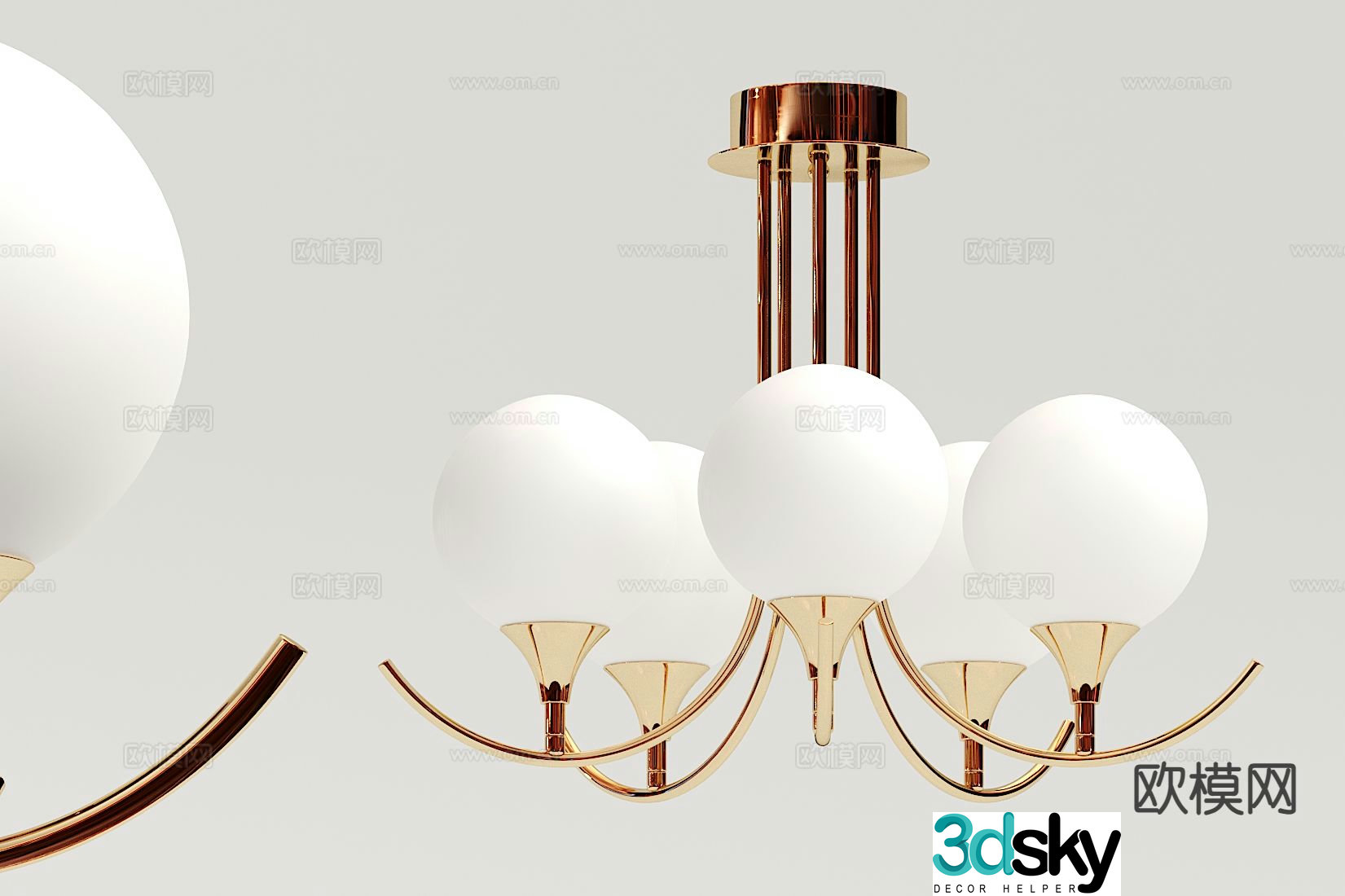 Modern multi-head chandelier 3d model