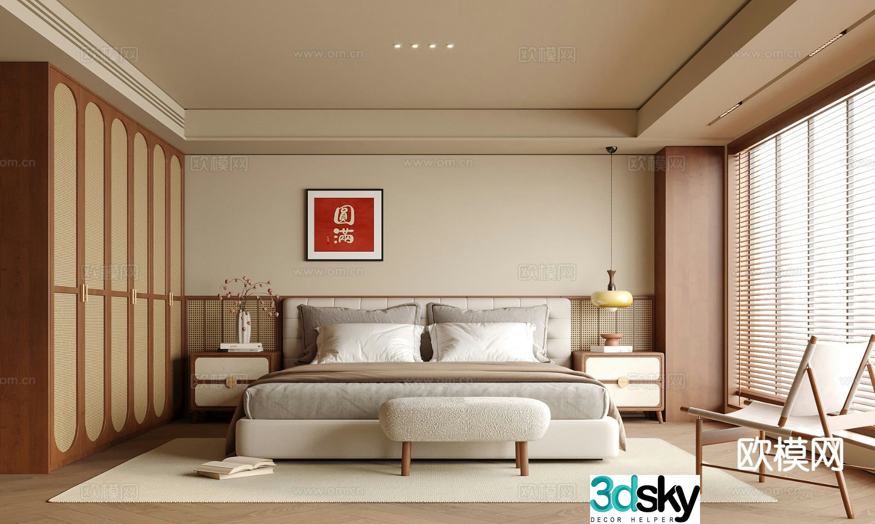 Japanese style bedroom master bedroom 3d model