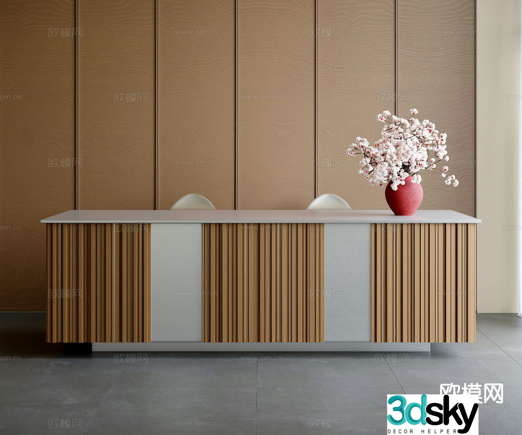 Medieval style reception desk information desk sign-in desk 3D model