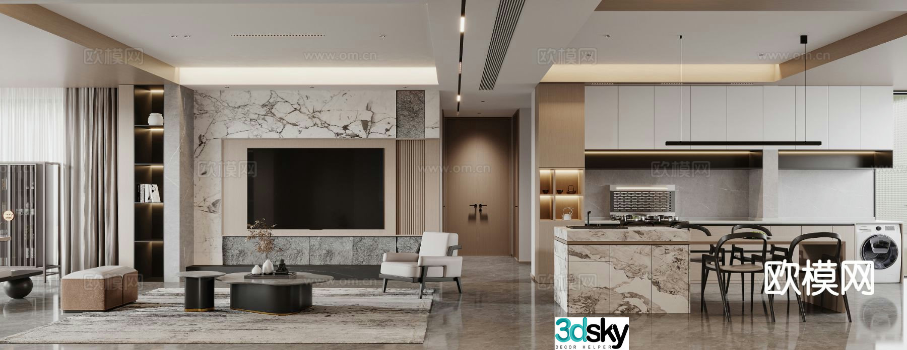 Modern guest restaurant 3d model