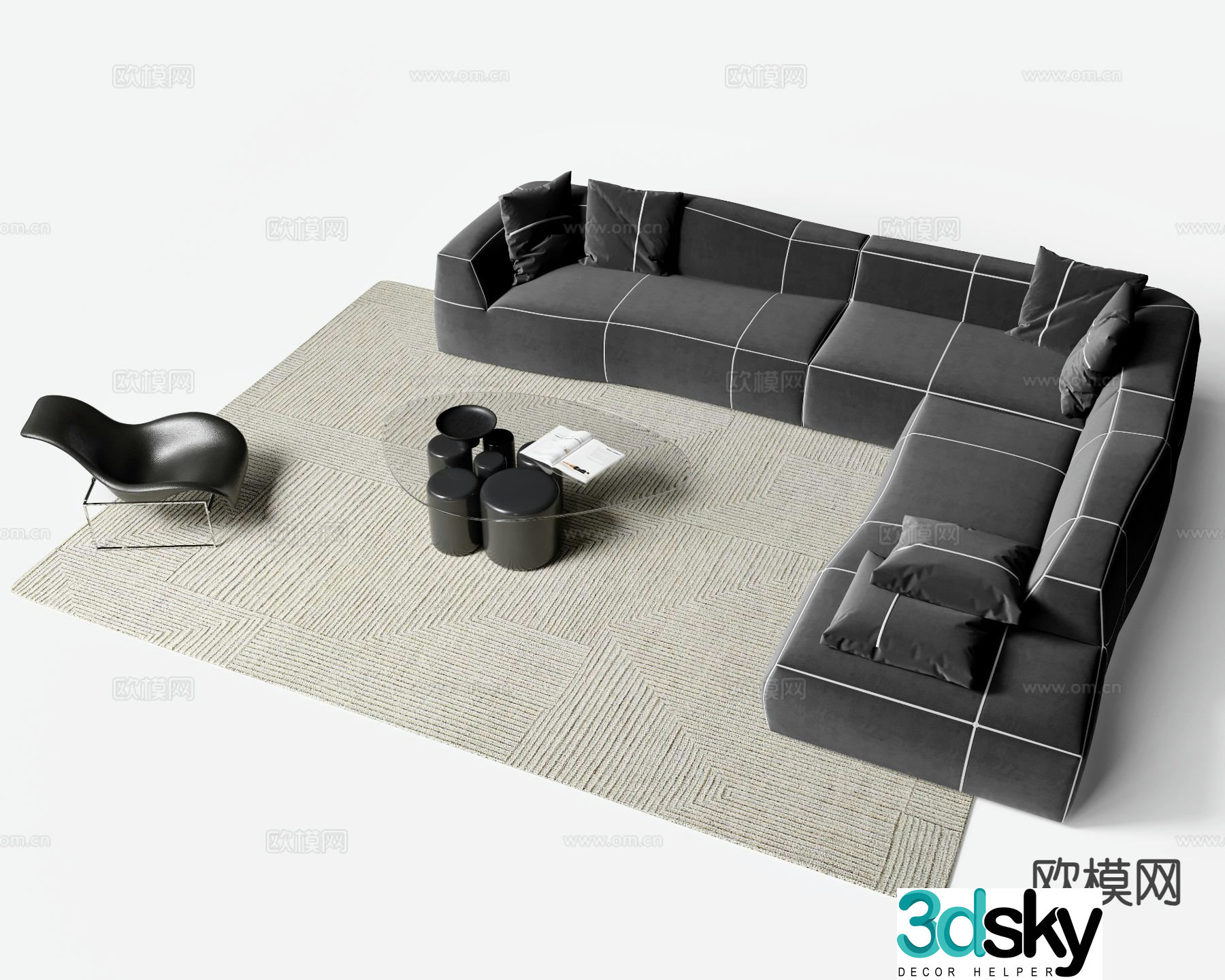 Modern sectional sofa 3d model