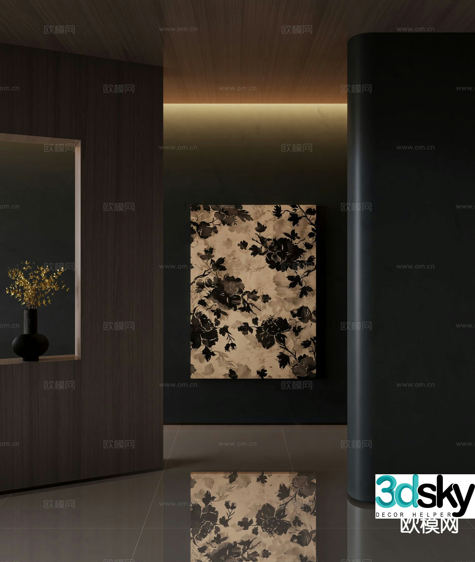 French retro hanging painting decorative painting 3D model