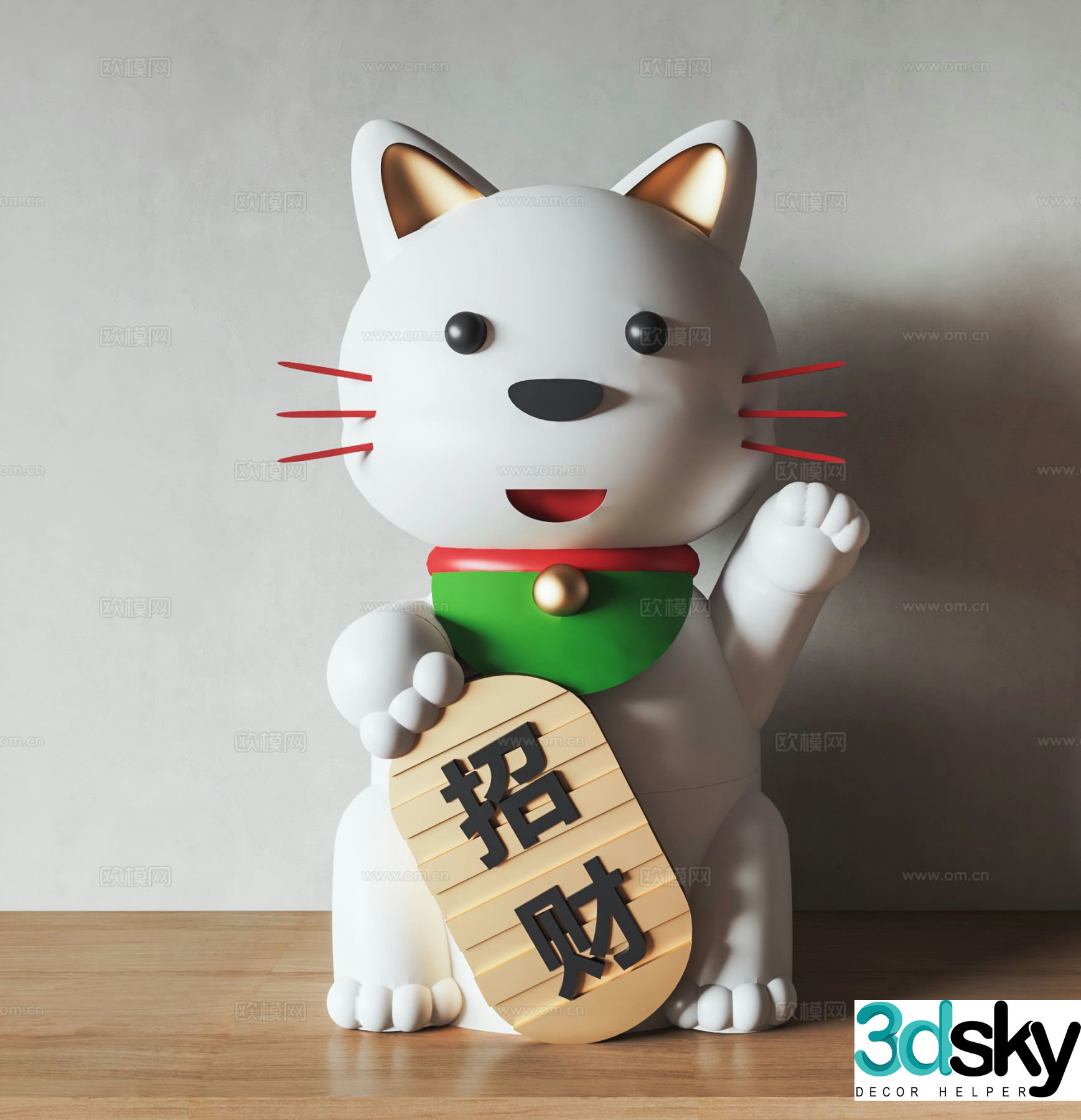Lucky Cat Sculpture Doll Cartoon Ornament 3D Model