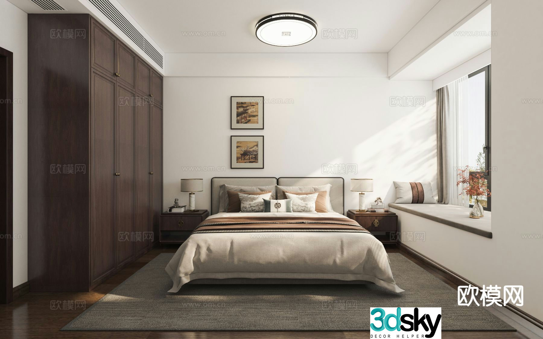 New Chinese style bedroom master bedroom 3d model