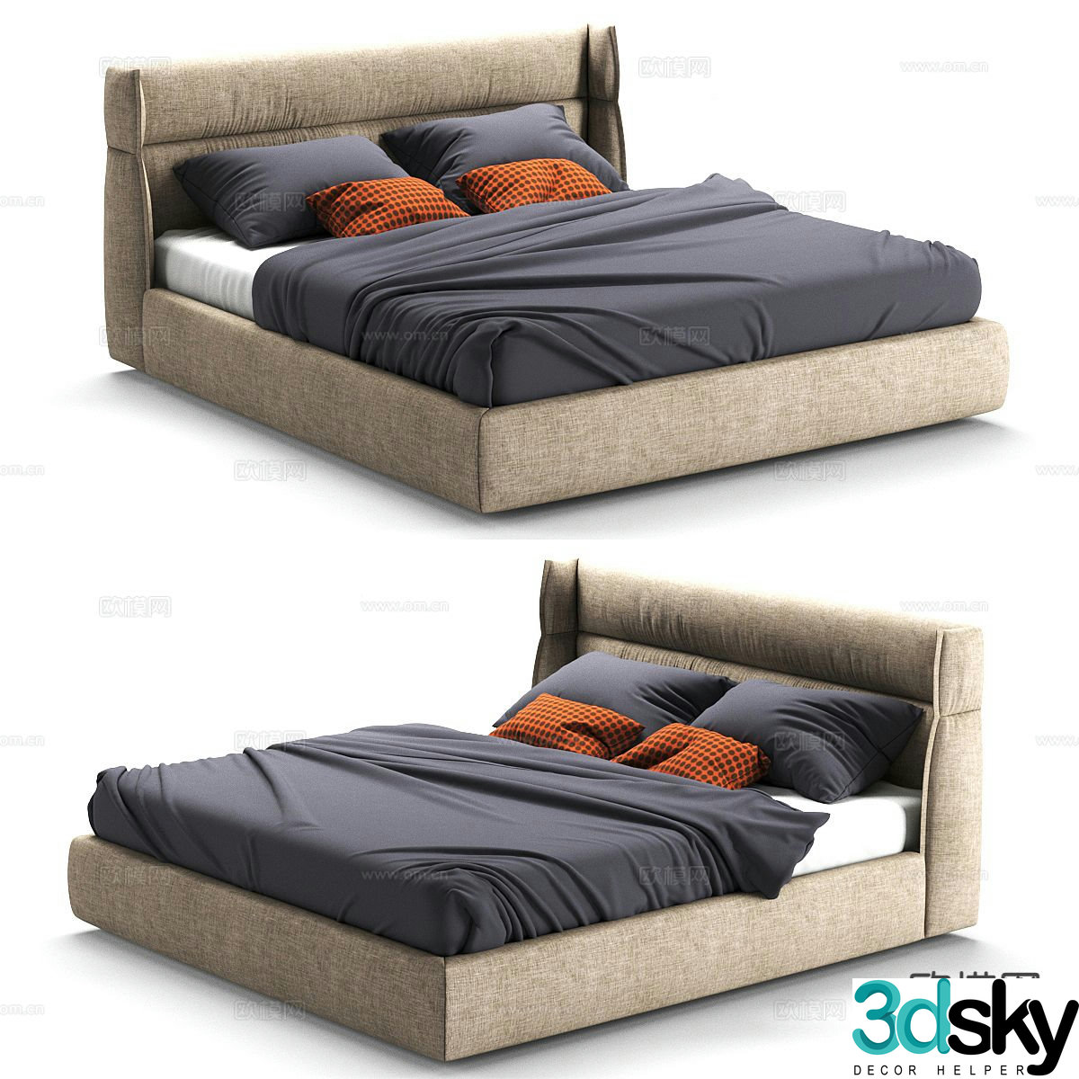 Modern Alf DaFre double bed 3d model