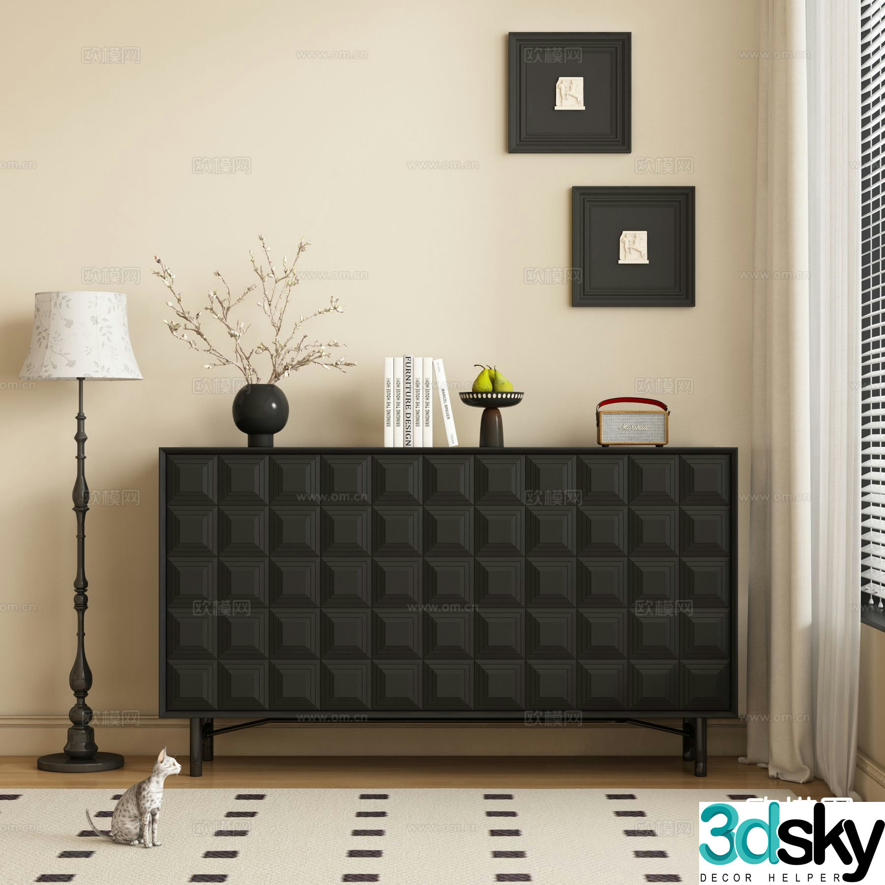 French entryway cabinet sideboard sideboard 3D model