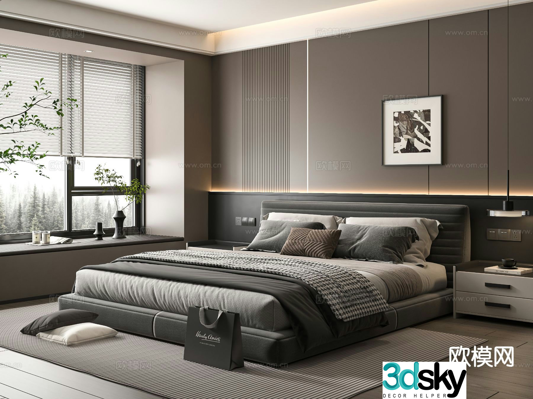 Modern bedroom master bedroom 3d model