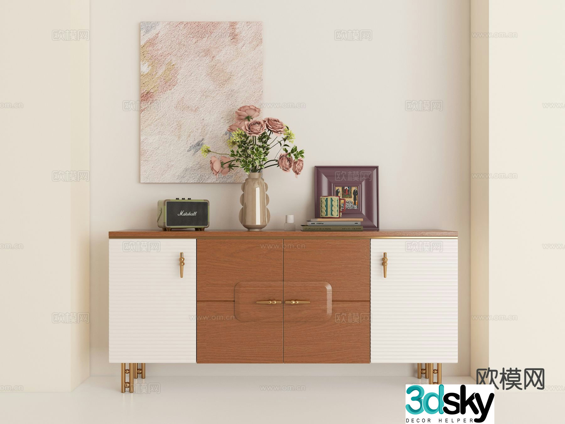 Medieval style entrance cabinet Duanjing cabinet 3D model