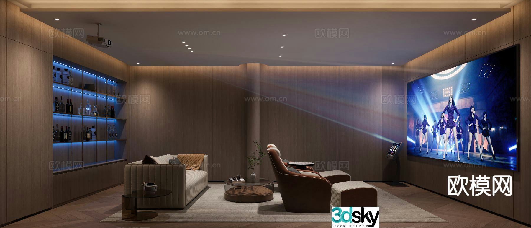 Modern audio-visual room home audio 3d model